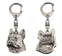 Art-Dog Portachiavi simpatico cane - Collezione esclusiva Portachiavi simpatico French Bulldog II - Graziosi portachiavi placcati in argento con lucchetto da 2,5 cm - 4,5x3,3x10cm