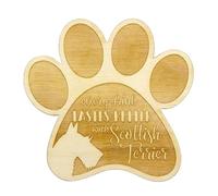 Art-Dog Sottobicchiere per Tazza per Cani - Sottobicchiere in Legno a Forma di Zampa per Amanti dei Cani - Incisione di Alta Qualità Fatta a Mano - 9,5x10 cm Scottish Terrier