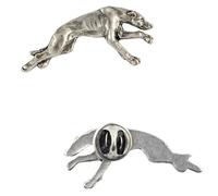 Art-Dog Spilla per Cane in Argento in Edizione Unica - Fatta a Mano Placcata in Argento - Spilla in Argento per Gioielli - Greyhound - 1,8x4,2x4,5cm