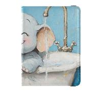 Art Elephant - Custodia per passaporto in pelle vintage per vasca da bagno, organizer per documenti di viaggio, con blocco RFID, ultra sottile, arte Elephant Vintage vasca da bagno, 1 size