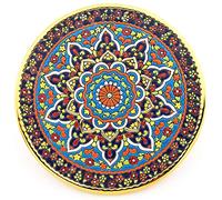 Art Escudellers Piatto A Parete Modello 8001, Piatto Decorativo di Ceramica da Parete Dipinto a Mano con la Tecnica cuerda seca Oro 24 K (Carati). 28,5cm di Diametro.