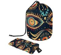 Art Eyes of Angel, trousse da viaggio per cosmetici, da donna, pieghevole, con coulisse, borsa da viaggio per cosmetici, borsa da toilette portatile, Occhi d'angelo d'arte,