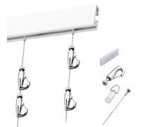 Art Galleries - Sistema per appendere quadri, kit completo di accessori per esposizione di eleganti guide fotografiche, binario da 220 cm per più cornici e specchi, corda da appendere da 220 cm