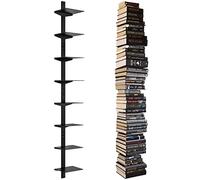 ART-GIFTREE Libreria sospesa invisibile per montaggio a parete, torre verticale a 8 ripiani, in metallo resistente, organizer per libri per casa e ufficio, confezione da 4, nero