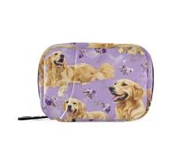 Art Golden Retriever - Borse per pillole viola per medicinali con scomparti rimovibili rimovibili, organizer da viaggio per borsa