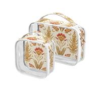 Art Grano Design Oro Rosso Trucco Borse per Le Donne TSA Approvato Multifunzionale Trasparente Sacchetto di Trucco Viaggio Essenziale
