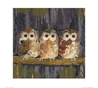 Art Group Julia Burns-Stampa Artistica con Tre Gufi fulvi, 60 x 60 cm, Carta, Multicolore, 60 x 60 x 1.3 cm