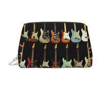 Art Guitar Pattern Leather Makeup Bag Cosmetic Pouch Travel Organizer Toiletry Clutch