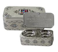 Art Judaica Nickel Travel Size Candlesticks in A Box with Cover 3x9 Cm Inlaid with Choshen Stones