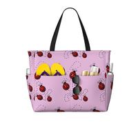 Art Ladybug Tracks Stampa Beach Tote Elegante Weekend Bag Riutilizzabile Leggero Palestra Picnic Campeggio Donne Uomini