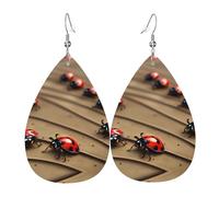 Art Ladybug Tracks Stampa Orecchini a goccia per le donne in pelle orecchini pendenti gioielli per festa di compleanno San Valentino