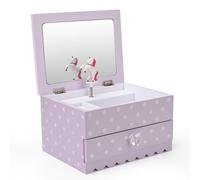 Art Lins Bella - Portagioie a forma di unicorno, per ragazze e adolescenti, carillon in legno con pois scintillanti, affascinante decorazione per la stanza e ricordi d'infanzia, regalo di compleanno