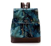 Art Magic Space Moon Stars Erbs and Butterflies Mini zaino in ecopelle borsa da donna zaino borsa da scuola, Multicolore 01, 27x12.3x32cm