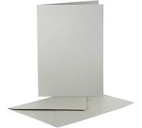 Art-Manufacture-Design - Biglietto con busta, carta lucida effetto perlato, 10,5 x 15 cm, 10 pz, colore: Argento