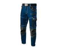 ART.MAS COLEMANN Jeans da lavoro da uomo, elasticizzati, con tasche al ginocchio, 11 tasche ed elementi riflettenti, robusti pantaloni da lavoro in cotone, Blu, L