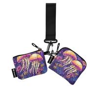 Art Meduse Viola Donne Custodie per Carte Cambiamento Titolare Carino Moda ID Card Holder Protector con Tasca Cerniera per Viaggi di Lavoro 2 Pz para Meter tarjetas de credito