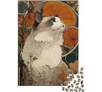 Art Nouveau Cat Portrait Puzzle Giochi 1000 Pezzi Regalo Per Lui E Per Lei Arte Interesting Puzzle Adulti Foto 52x38cm/1000pcs