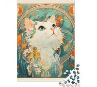 Art Nouveau Cat Portrait Puzzle Impossible 1000 Pezzi Decorazione Per La Casa. Giochi Rilassamento E Intelligence Per Adulti E Ragazzi Da 14 Anni 38x26cm/1000pcs