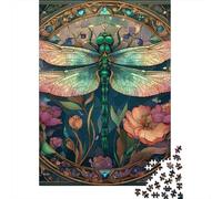 Art Nouveau Dragonfly Stained Glass Jigsaw Puzzle Impossible 1000 Pezzi Decorazione Per La Casa. Rilassamento E Intelligence Per Adulti E Ragazzi Da 14 Anni 70x50cm/1000pcs