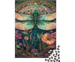 Art Nouveau Dragonfly Stained Glass Jigsaw Puzzle Impossible 1000 Pezzi Decorazione Per La Casa. Rilassamento E Intelligence Per Adulti E Ragazzi Da 14 Anni 70x50cm/1000pcs