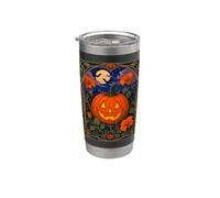Art Nouveau Halloween Jack O Lanterna Zucca Bicchiere termico in acciaio inox doppia parete