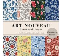 Art Nouveau Scrapbook Paper Book with Chinoiserie Florals: A Collection of Vintage Botanical Flower Patterns for Your Decorative Paper Projects | 20 Double-Sided Sheets | 8.5x8.5 in (21.59x21.59 cm)