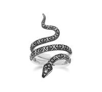 Art Nouveau Stile Rotondo Marcasite Serpente Anello IN 925 Argento Sterling