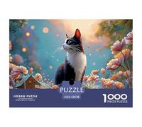 Art Nouveau-style Illustration of An Elegant Cat 1000 Pezzi Cartoncino Extra-spesso Puzzle Premium Blooming Flowers Impossibilmente Difficile Giocattolo Di Compleanno Puzzle Regali Per Famiglia E Amic