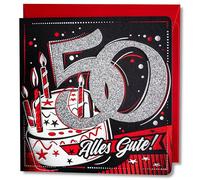 Art Nuvo Biglietto di auguri di compleanno con busta piena di lucentezza e luce scintillante riflessa nel numero scintillante e stampe colorate