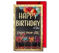 Art Nuvo Biglietto di auguri di compleanno con busta piena di lucentezza e luce scintillante riflessa nel numero scintillante e stampe colorate