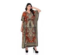 Art Of Creation Signore Lungo Caftani Kimono Maxi Style Abiti Donne in Regolare a Plus Size Coprire, Arancione, Taglia Unica