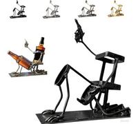 Art Ornamento Scultura Figurina - Home Decoration Scultura, Interessante Portabottiglie In Metallo Per Vino, Ornamenti Decorativi Per Armadietti Per Vino, Espositore Per Bevande Alla Birra(Black)