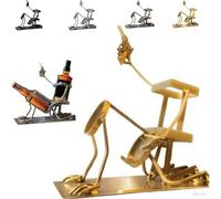Art Ornamento Scultura Figurina - Home Decoration Scultura, Interessante Portabottiglie In Metallo Per Vino, Ornamenti Decorativi Per Armadietti Per Vino, Espositore Per Bevande Alla Birra(Gold)