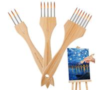 Art Paint Brushes - 3 pezzi professionale texture nylon Wool Oil Brush Set, Ergonomic Wooden Handle, Fine Tip Bristles | Watercolor Paintbrush for Beginners Adults Craft Pottery Canvas Fabric Painting