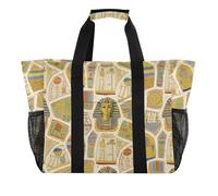 Art Painting Beige Egitto Retro Utility Borse E Totes Pieghevole Con Scomparti con Manici Beach Tote Bag, Pittura d'arte beige Egitto retrò, 1 size, Moda