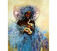 Art Painting con i numeri, per adulti, fai da te, dipinto a mano, per decorazione della casa, (40 x 50 cm), bellezza africana e serpente, senza cornice
