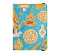 Art Paintings Vintage Thailandia Blu Pelle Passaporto e Vaccino Card Portafoglio Combo per Viaggio Vaccino Card Holder Cover Combo Passaporto Portafoglio per le donne Ultra Sottile