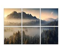 Art Pannelli Acustici, Confezione 6 Grandi Dipinti Autoadesivi Parete per Decorazione Murale, Pannelli Fonoassorbenti per Studio Registrazione, Soggiorno, 183 x 122 cm(Misty Forest)