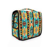 Art Patterns Inspired by Tribal Art borsa per il trucco da viaggio con gancio per appendere Essentials borsa da barba da uomo con scomparti e manico