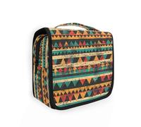 Art Patterns Inspired by Tribal Art borse da toilette da donna con gancio per appendere Essentials organizer per articoli da toeletta con scomparti e manico