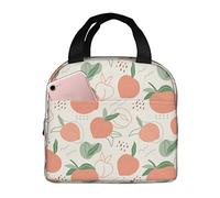 Art Peach - Borsa per il pranzo per donne e uomini, con graziosa stampa pesca, isolante, con tasca a fronda, per lavoro, picnic, viaggi