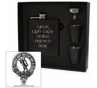 Art Pewter Mackintosh Clan Crest Nero 170ml Hip Flask Set HF6 B S-C67 Scozzese