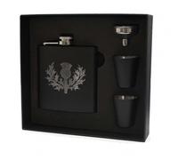 Art Pewter Piper Clan Crest Nero 170ml Hip Flask Cofanetto HF6 B S-C120 Scozzese
