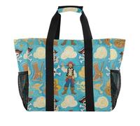Art Pittura A Olio Pirata Blu Utility Bag Pieghevole Con Tasche Con Manici Spiaggia Totes Borse, Arte pittura ad olio Pirata blu, 1 size, Moda