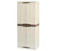 Art Plast ZA2537 Armadio ad Altezza Intera in Polipropilene, Colore Avorio e Tortora, L 700 x P 470 x H 1780 mm, con 4 Ripiani Interni, Taupe, Grande