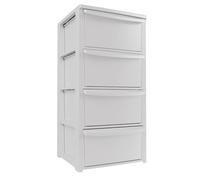 Art Plast - Cassettiera a 4 cassetti bianco - Mobile portaoggetti camera da letto, ufficio, lavanderia - Torre portaoggetti 39 x 38,5 x 80,5 cm