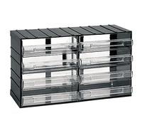 Art Plast CASSETTIERE Mobiletto modulare in plastica L 382 x P 148 x H 230 mm con 8 cassetti Trasparenti, Polipropilene, Nero, 38,2x14,8x23