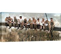 ART PRINT CAFE' - Fotografia vintage - stampa su tela - Charles C. Ebbets - Operai sulla trave, New York 1932 (versione colorata) - 140x70 cm