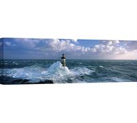ART PRINT CAFE' - Quadro, Faro e Mare in Tempesta - Stampa su Tela - Jean Guichard - AR-Men - 100x35 cm