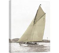 ART PRINT CAFE' - Quadro Foto Barca a Vela - Stampa su Tela - Anonimo, Barca a Vela d'Epoca al Largo del Porto di Sidney - 120x90 cm